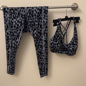 Victoria's Secret Black and Gray Animal Print Leggings & matching bra